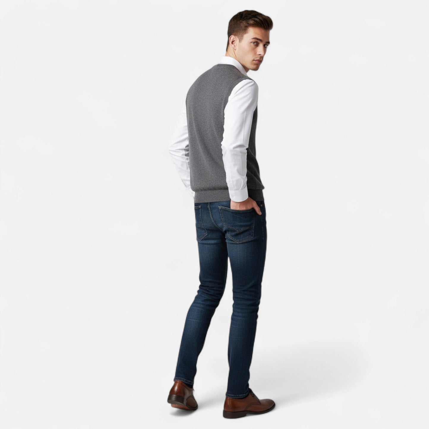 Gilet Col en V en Laine Mérinos pour Homme