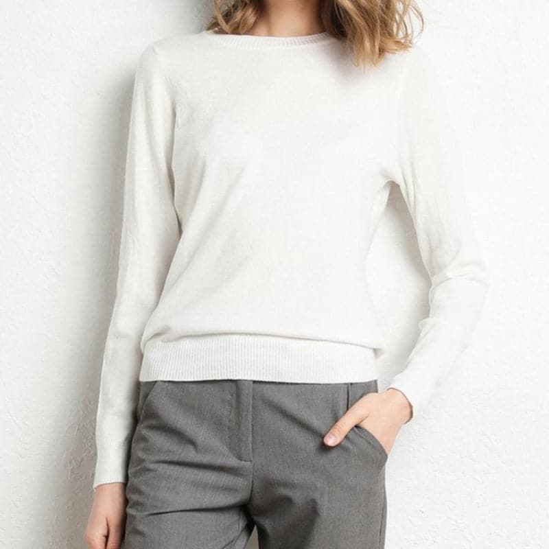 Pull Col Rond en Mélange de Cachemire pour Femme