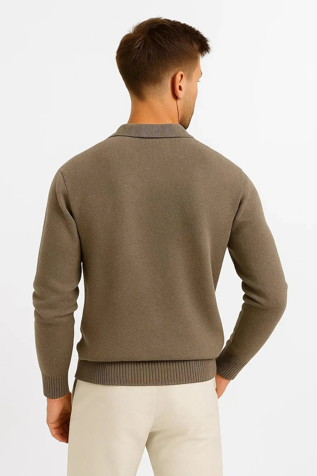 Pull Polo Col Structuré Boutonné pour Homme