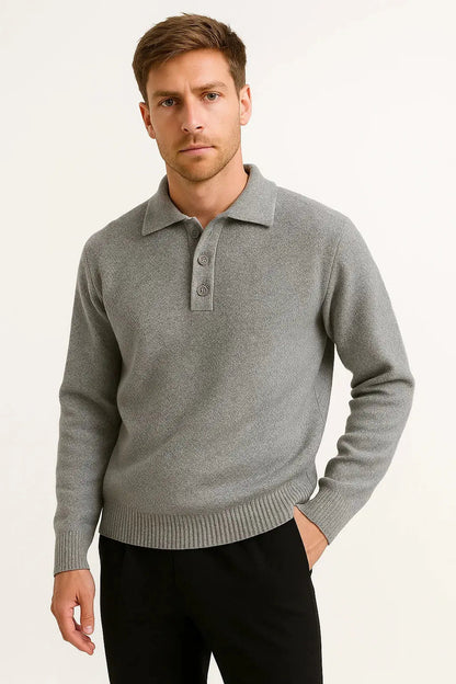 Pull Polo Col Structuré Boutonné pour Homme