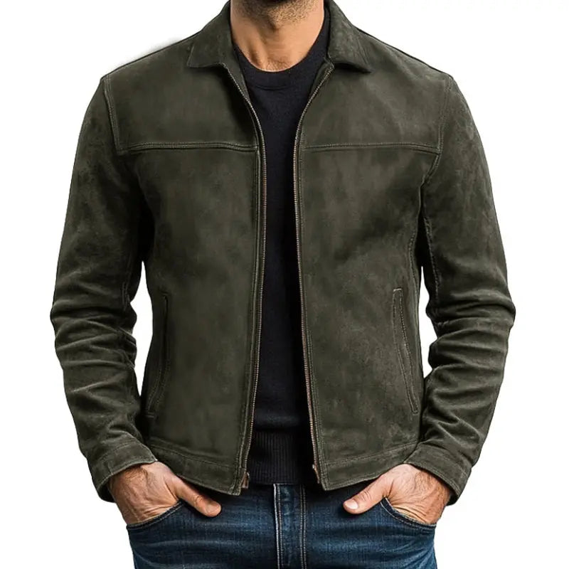 Veste en Similicuir Style Motard Poignets Zippés pour Homme