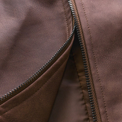 Veste en Similicuir Style Motard Poignets Zippés pour Homme