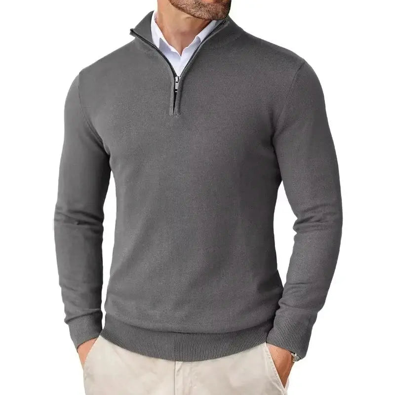 Pull Zippé Col Montant Coupe Slim pour Homme