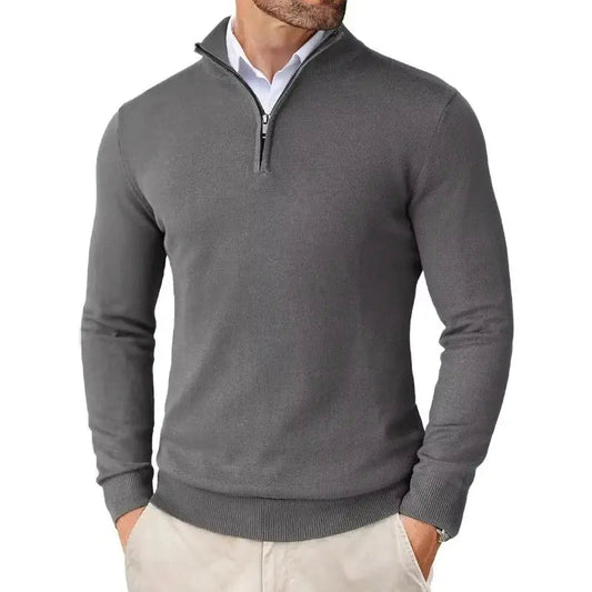 Pull Zippé Col Montant Coupe Slim pour Homme
