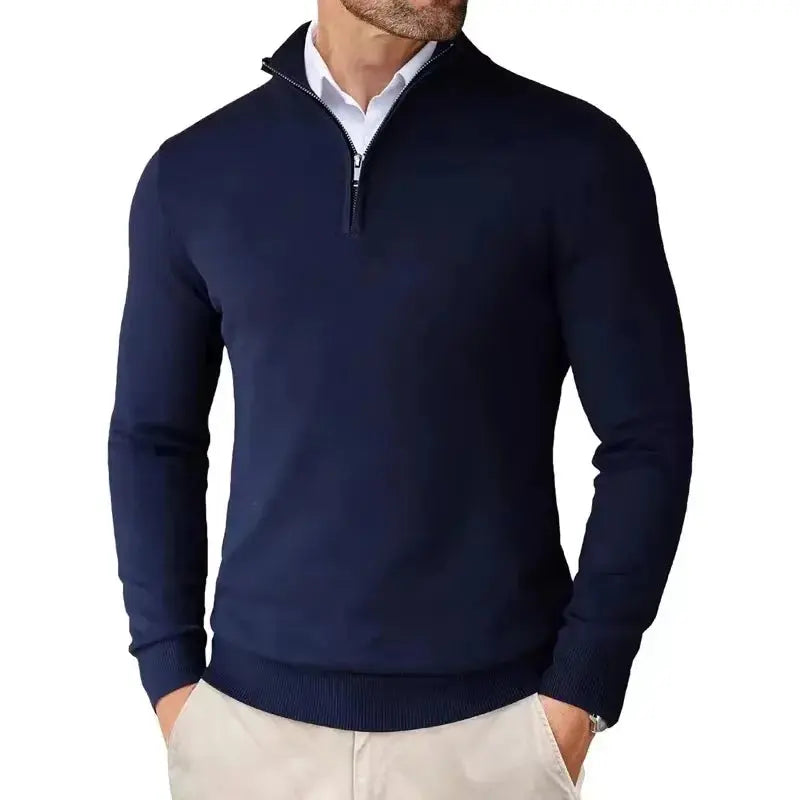 Pull Zippé Col Montant Coupe Slim pour Homme
