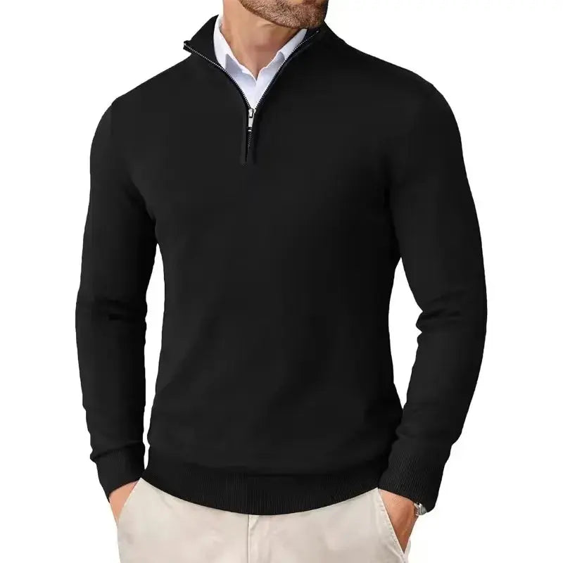 Pull Zippé Col Montant Coupe Slim pour Homme
