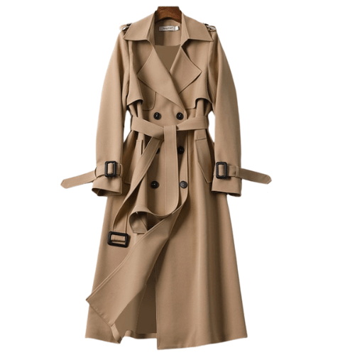 Trench-Coat Pattes d'Épaule Taille Cintrée pour Femme