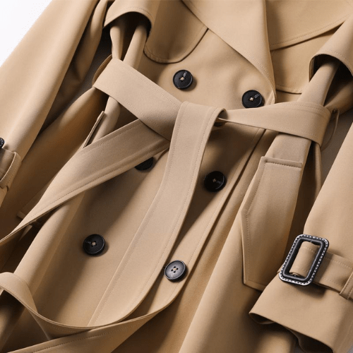 Trench-Coat Pattes d'Épaule Taille Cintrée pour Femme