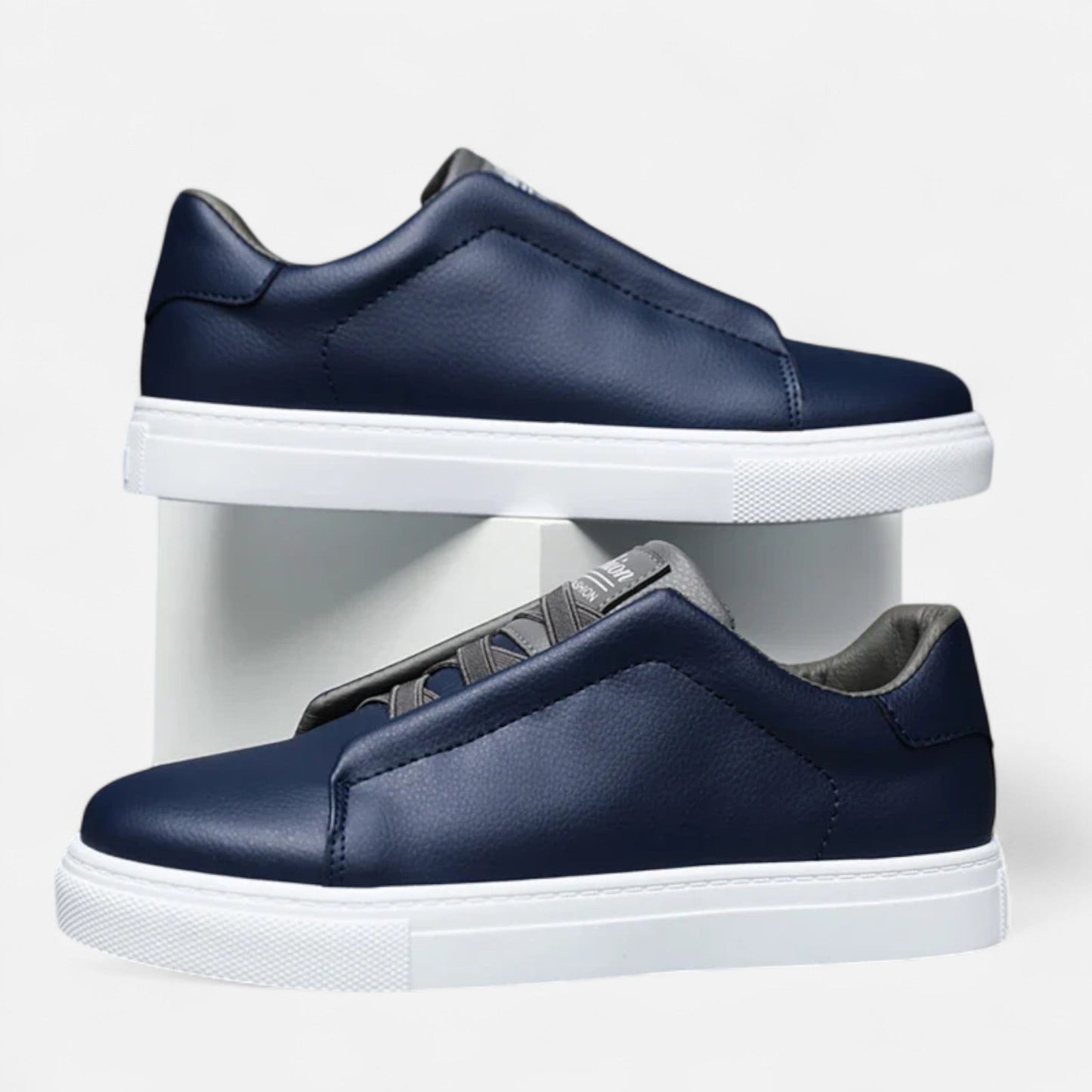 Sneakers en Cuir Sans Lacets Semelle Confort pour Homme