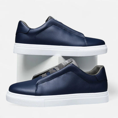 Sneakers en Cuir Sans Lacets Semelle Confort pour Homme