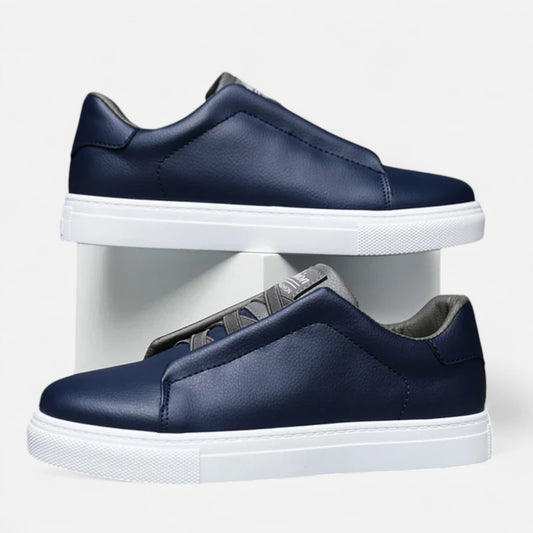 Sneakers en Cuir Sans Lacets Semelle Confort pour Homme