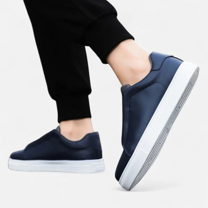 Sneakers en Cuir Sans Lacets Semelle Confort pour Homme