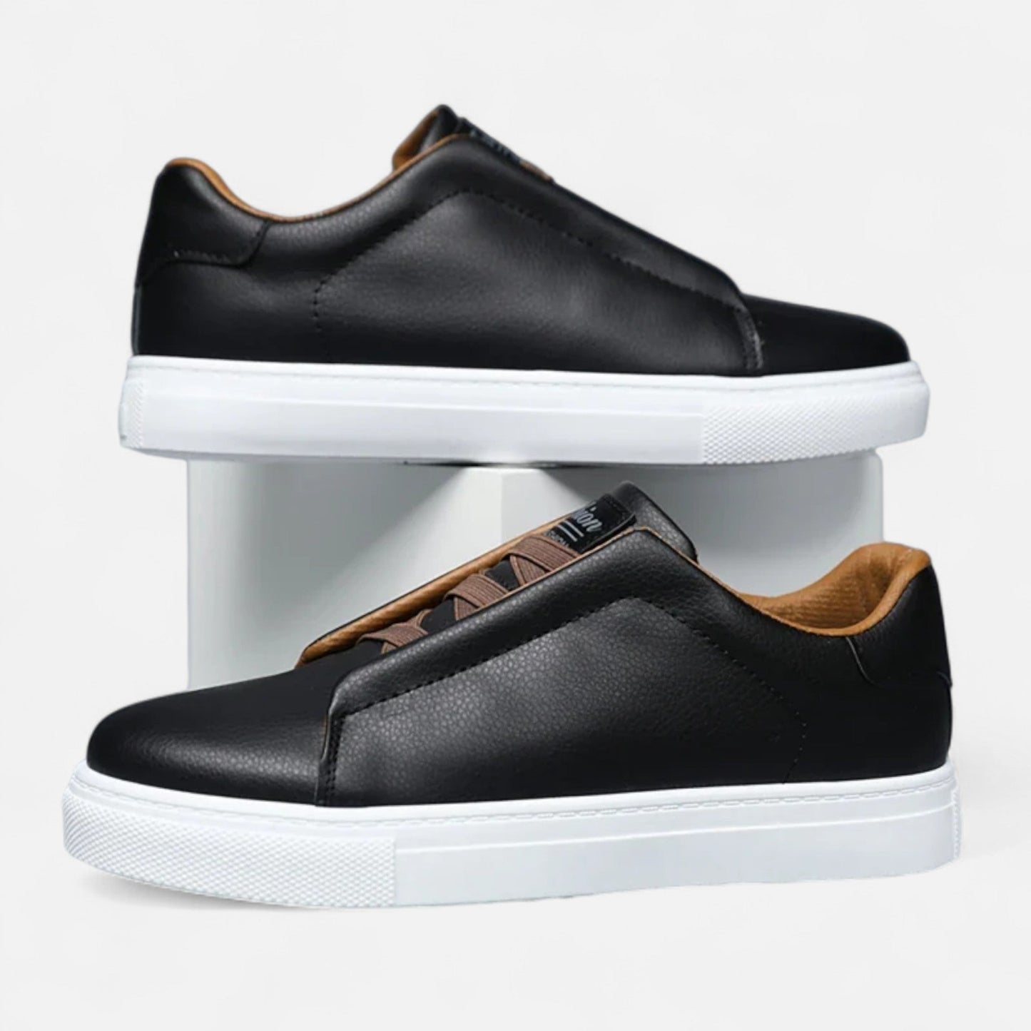 Sneakers en Cuir Sans Lacets Semelle Confort pour Homme