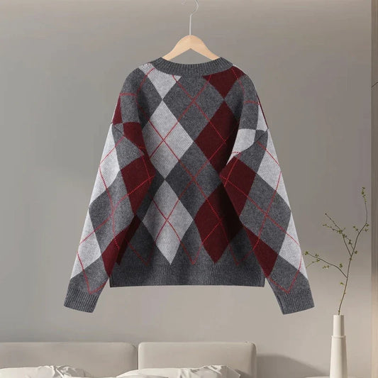 Pull en Coton Motif Losange pour Femme