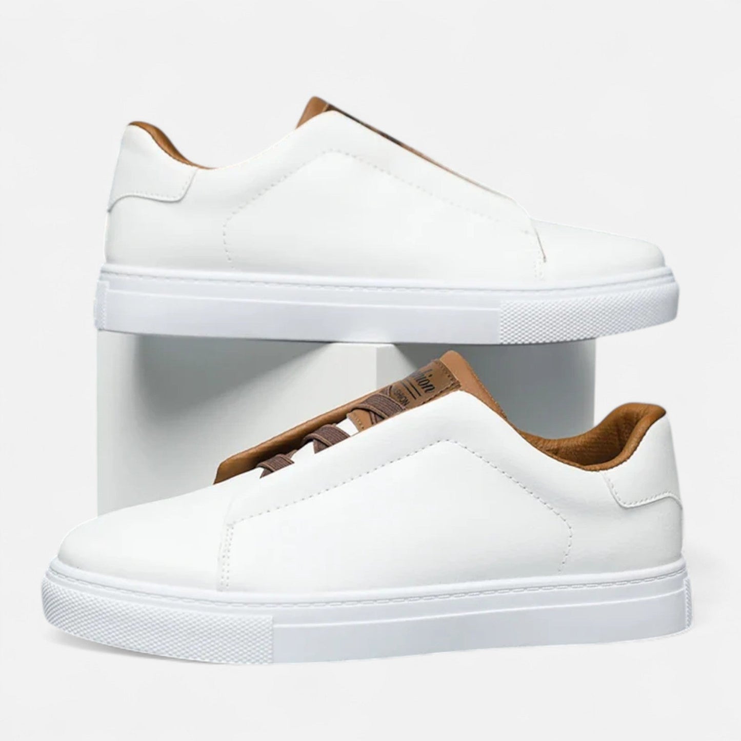 Sneakers en Cuir Sans Lacets Semelle Confort pour Homme