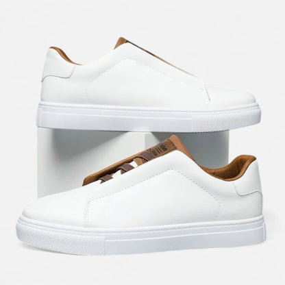 Sneakers en Cuir Sans Lacets Semelle Confort pour Homme