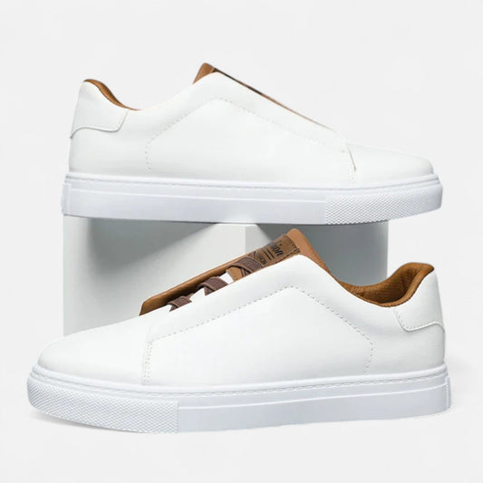 Sneakers en Cuir Sans Lacets Semelle Confort pour Homme
