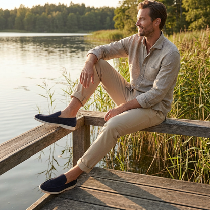 Mocassins Sans Lacets Coutures Apparentes Semelle Contrastée pour Homme