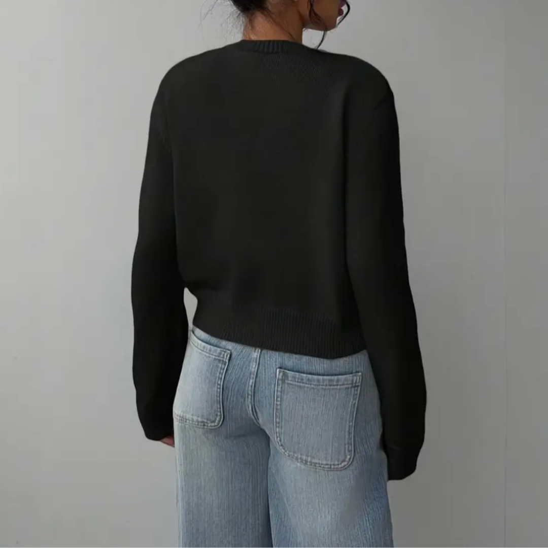 Cardigan Col Rond Coupe Courte Boutonné pour Femme