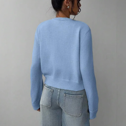 Cardigan Col Rond Coupe Courte Boutonné pour Femme