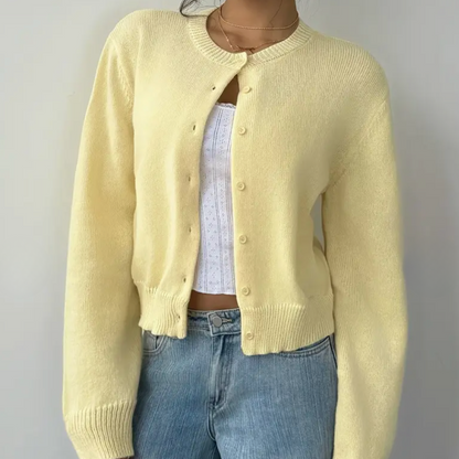 Cardigan Col Rond Coupe Courte Boutonné pour Femme