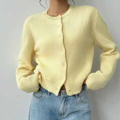 Cardigan Col Rond Coupe Courte Boutonné pour Femme