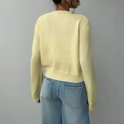 Cardigan Col Rond Coupe Courte Boutonné pour Femme