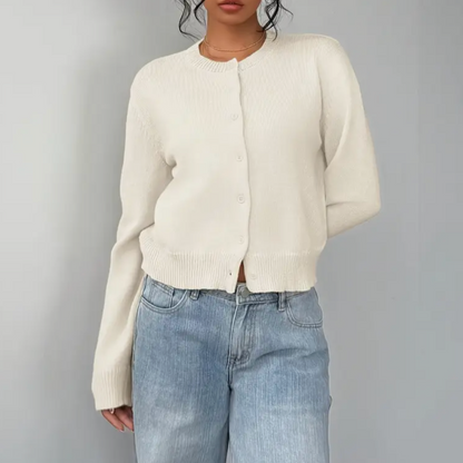 Cardigan Col Rond Coupe Courte Boutonné pour Femme