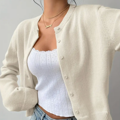 Cardigan Col Rond Coupe Courte Boutonné pour Femme