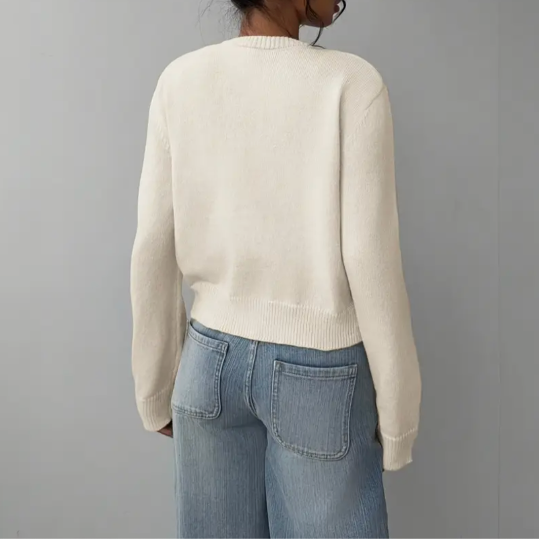 Cardigan Col Rond Coupe Courte Boutonné pour Femme