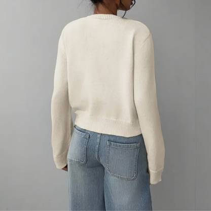 Cardigan Col Rond Coupe Courte Boutonné pour Femme
