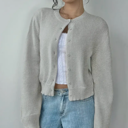 Cardigan Col Rond Coupe Courte Boutonné pour Femme