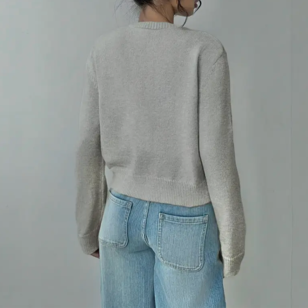 Cardigan Col Rond Coupe Courte Boutonné pour Femme