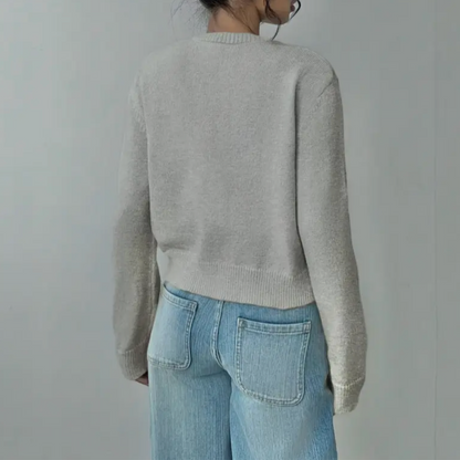 Cardigan Col Rond Coupe Courte Boutonné pour Femme
