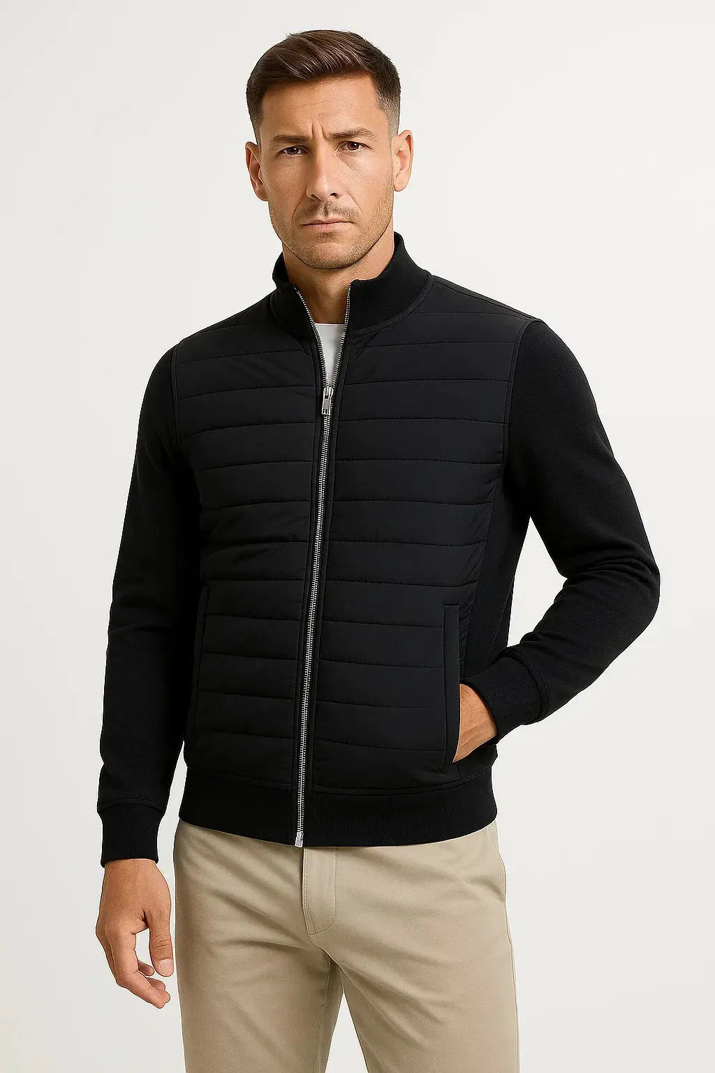 Veste Hybride Matelassée Manches en Maille pour Homme