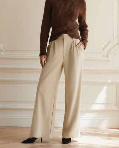 Pantalon Taille Structurée Jambe Large pour Femme