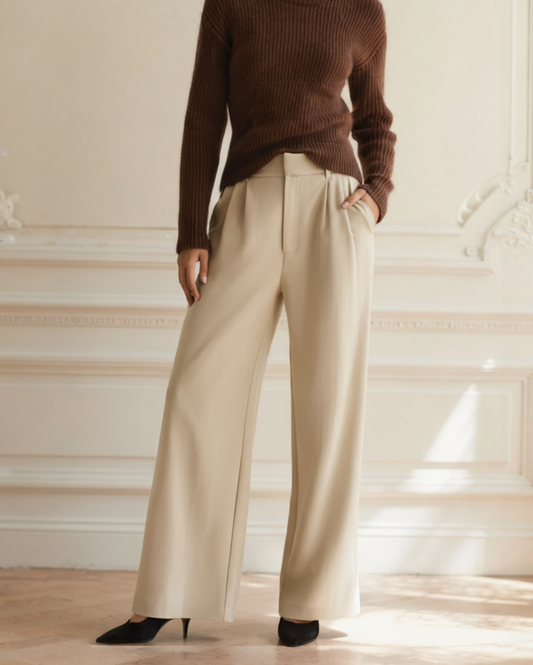 Pantalon Taille Structurée Jambe Large pour Femme