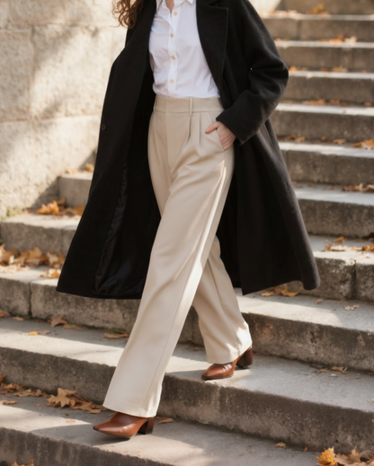 Pantalon Taille Structurée Jambe Large pour Femme