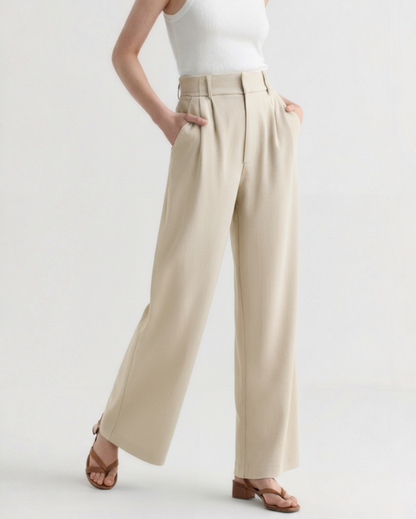 Pantalon Taille Structurée Jambe Large pour Femme
