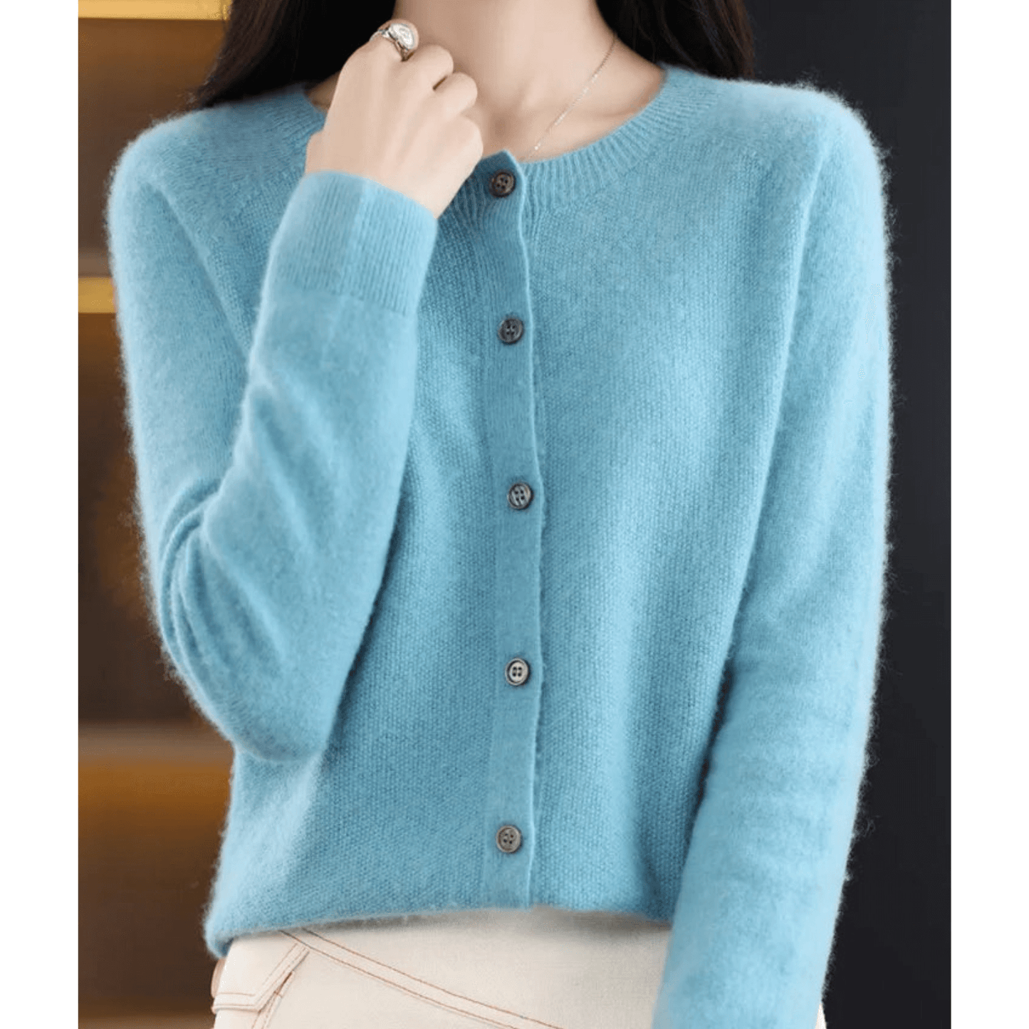 Cardigan Boutonné Col en V pour Femme