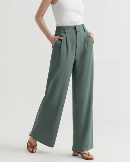 Pantalon Taille Structurée Jambe Large pour Femme