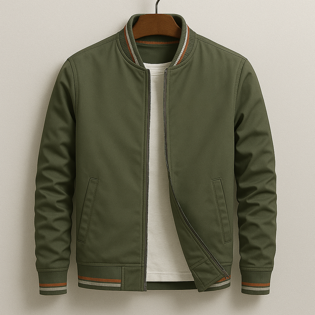 Blouson Bombardier Finitions Côtelées Rayées pour Homme