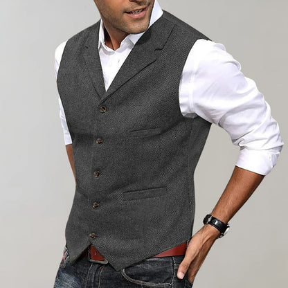 Gilet à Chevrons Col en V Dos Ajustable pour Homme