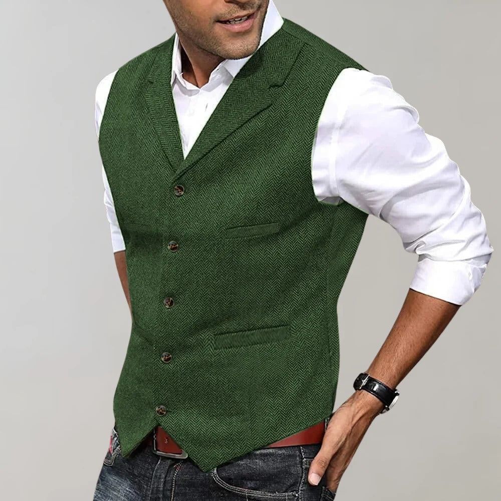 Gilet à Chevrons Col en V Dos Ajustable pour Homme
