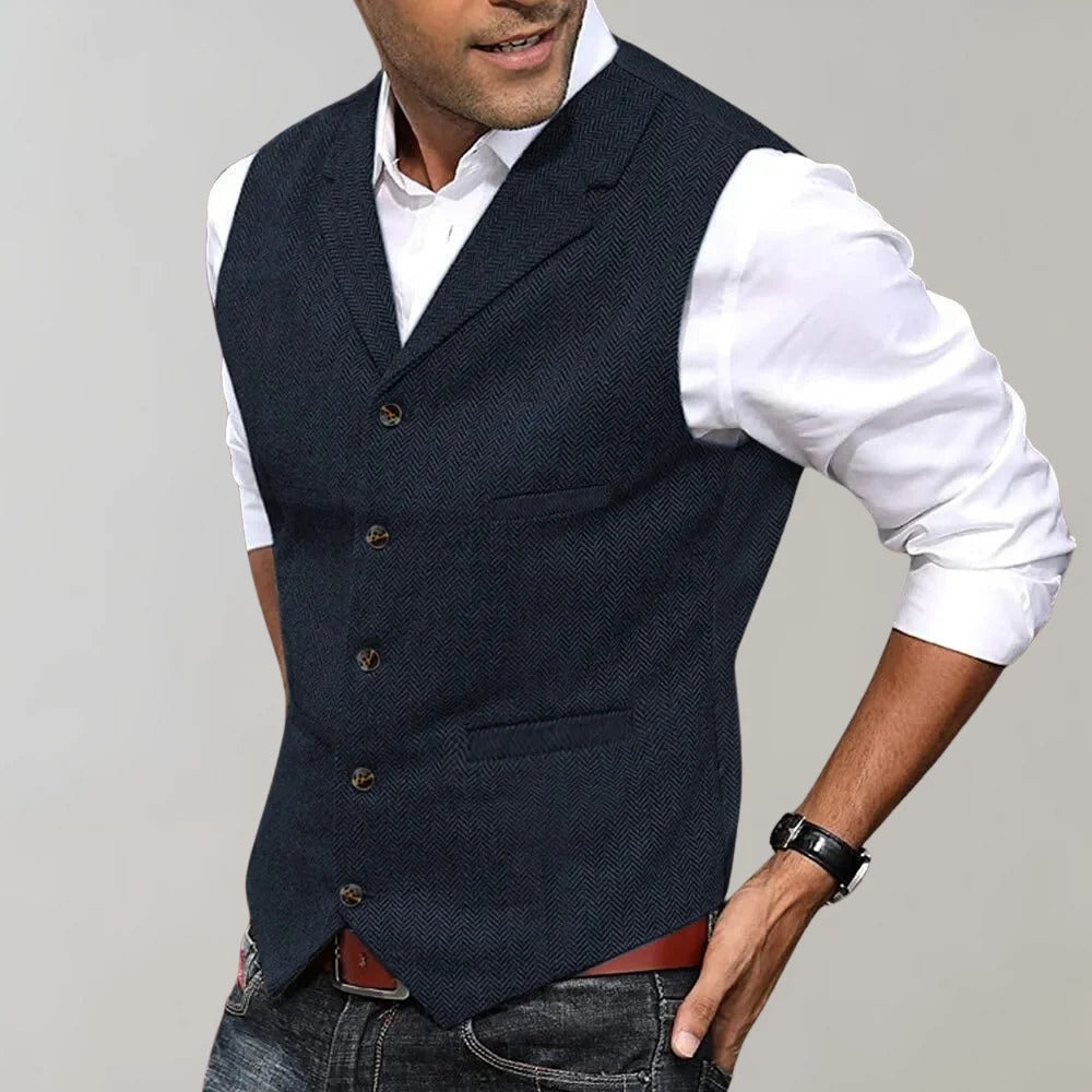 Gilet à Chevrons Col en V Dos Ajustable pour Homme