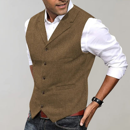 Gilet à Chevrons Col en V Dos Ajustable pour Homme