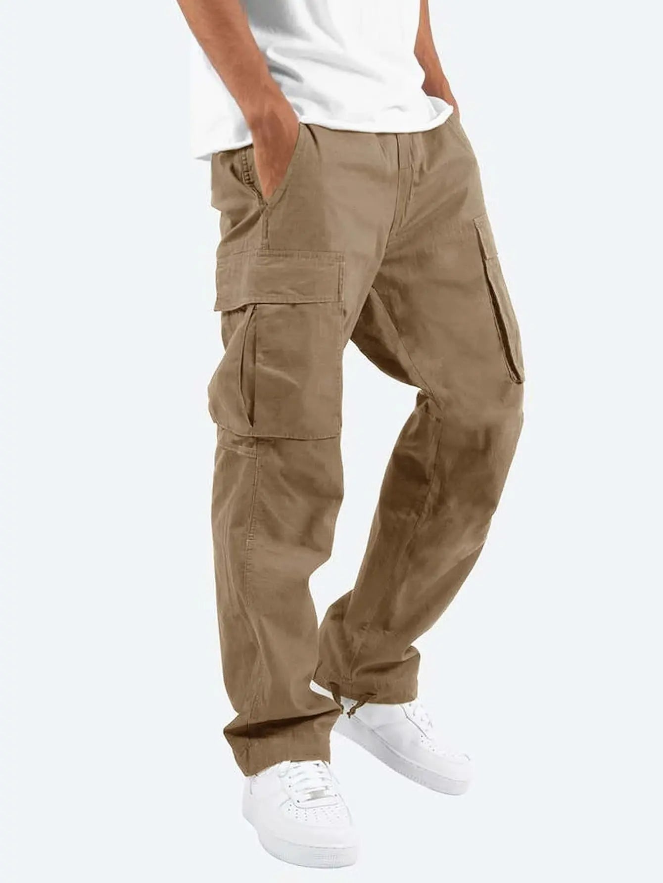 Pantalon Cargo Coupe Décontractée Taille Mi-Haute pour Homme