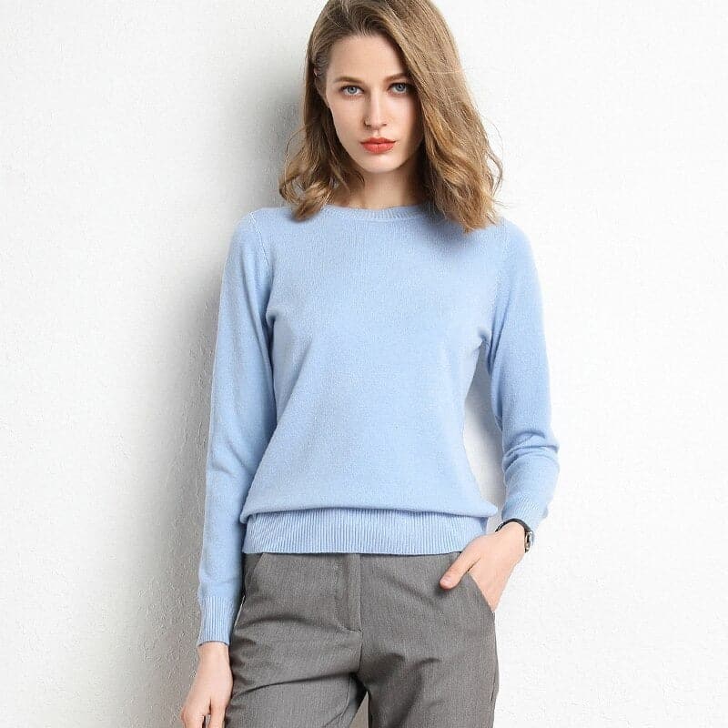 Pull Col Rond en Mélange de Cachemire pour Femme
