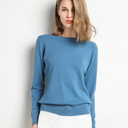 Pull Col Rond en Mélange de Cachemire pour Femme