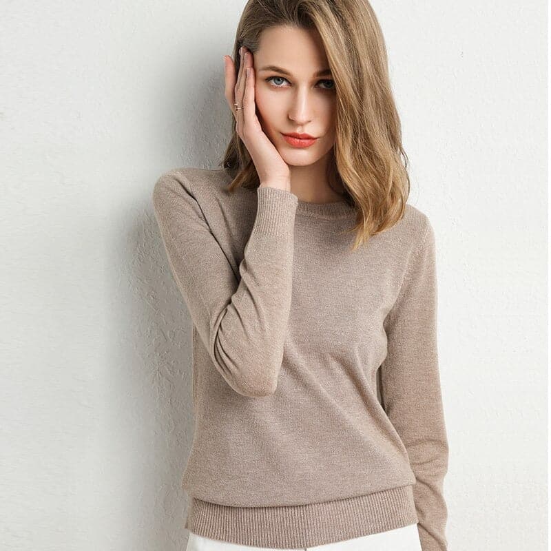 Pull Col Rond en Mélange de Cachemire pour Femme